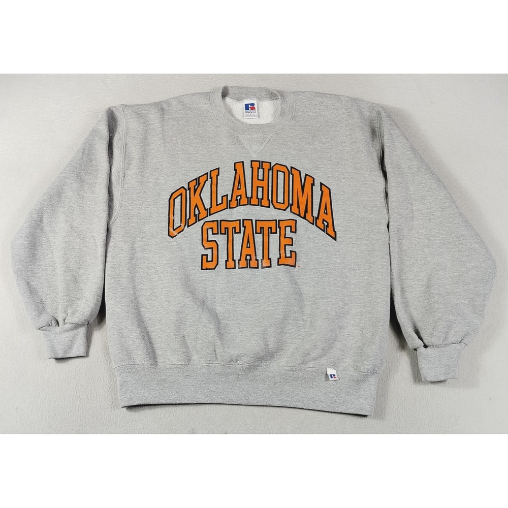Vintage Russell Sweatshirt Mens Large Gray Oklahoma State Cowboys NCAA Football